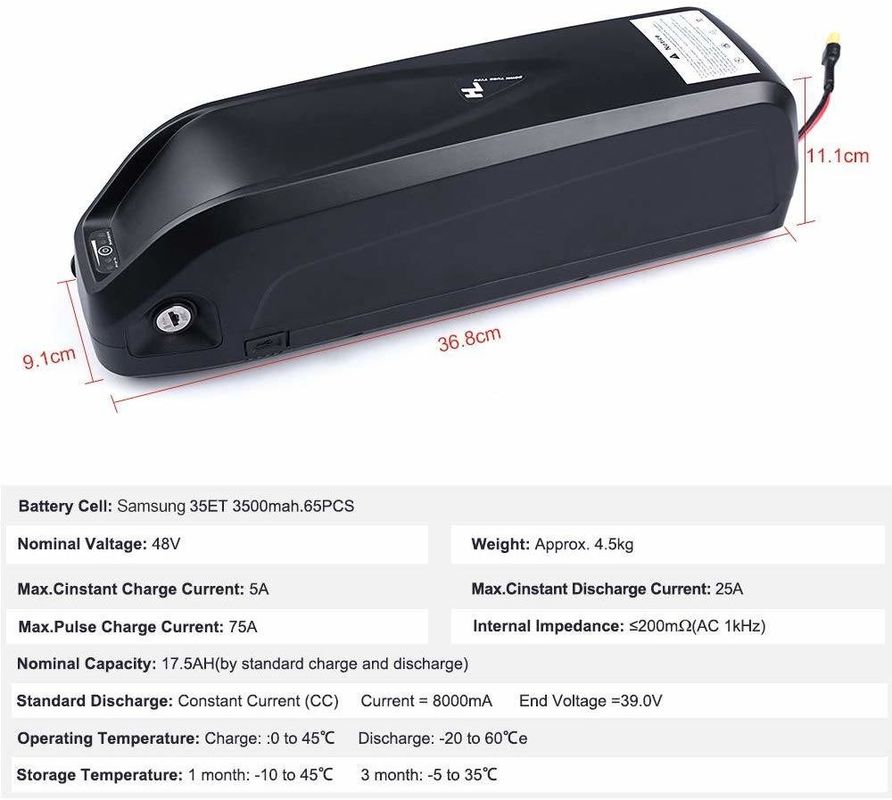 USB Ebike pin 36V 17ah 10s5p Lithium Ion pin cho xe đạp điện E xe đạp thay thế pin