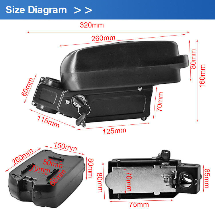 36V 10.4Ah 11.6Ah 18650 Little Frog E-Bike pin gấp nhỏ cho xe đạp điện