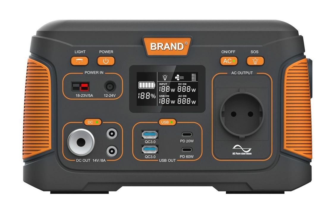 Cắm trại ngoài trời Máy phát điện mặt trời 300W Trạm điện di động 14.8V 20.8ah Trạm điện đa chức năng